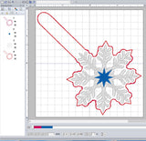 ITH Digital Embroidery Pattern for Snowflake In July Snap Tab / Keychain, 4X4 Hoop