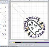 ITH Digital Embroidery Pattern for Spook Around & Find Out Applique Snap Tab / Keychain, 4X4 Hoop