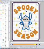 ITH Digital Embroidery Pattern for Spooky Season Stitch Applique Sign, 5X7 Hoop