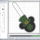 ITH Digital Embroidery Pattern for St Pat Mick Snap Tab / Key Chain, 4X4 Hoop