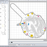 ITH Digital Embroidery Pattern for Stardust Unicorn Snap Tab / Keychain, 4X4 Hoop