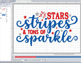 ITH Digital Embroidery Pattern for Stars Stripes & Sparkle Stand Alone Designs, 5X7 Hoop