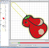 ITH Digital Embroidery Pattern for Strawberry Bunny Snap Tab / Keychain, 4X4 Hoop
