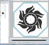 ITH Digital Embroidery Pattern for Sun Swirl Coaster, 4X4 Hoop