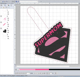ITH Digital Embroidery Pattern for Supermom S Snap Tab / Keychain, 4X4 Hoop