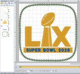 ITH Digital Embroidery Pattern for Super Bowl LX Coaster, 4X4 Hoop