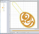 ITH Digital Embroidery Pattern for Swirl Psych Egg I Snap Tab / Key Chain, 4X4 Hoop