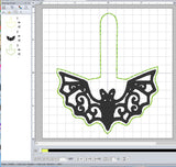 ITH Digital Embroidery Pattern for Swirl Wing Bat Snap Tab / Keychain, 4X4 Hoop