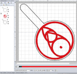 ITH Digital Embroidery Pattern for TOH Fire Glyph Snap Tab / Keychain, 4X4 Hop
