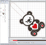 ITH Digital Embroidery Pattern for Teddy Love Snap Tab / Keychain, 4X4 Hoop