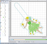 ITH Digital Embroidery Pattern for The Green Fairy Snap Tab / Keychain, 4X4 Hoop