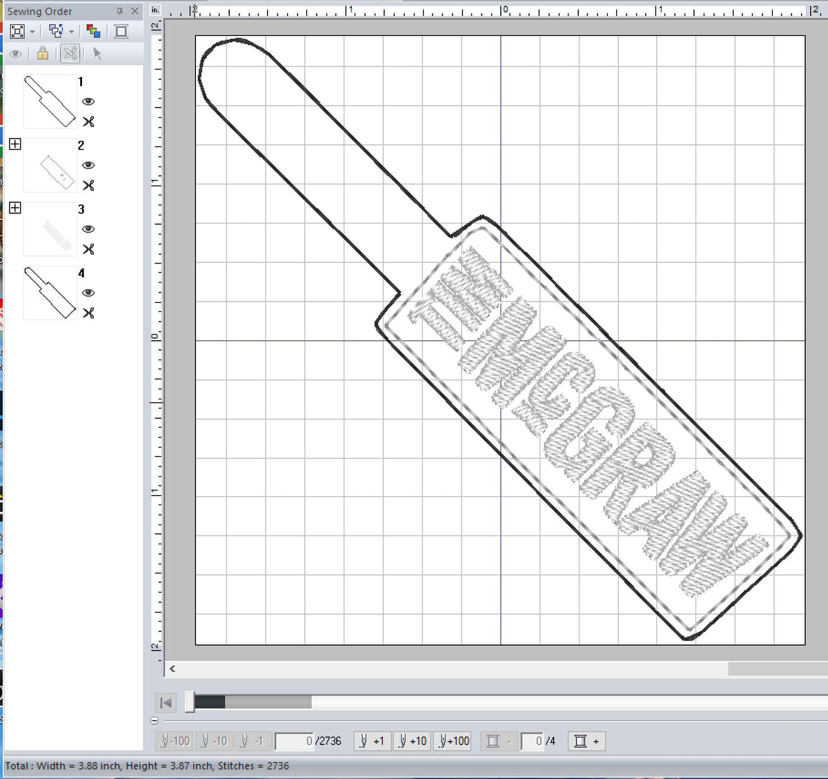 ITH Digital Embroidery Pattern for Tim McGraw Snap Tab / Keychain, 4X4 ...