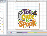 ITH Digital Embroidery Pattern for Too Cute To Spook Cash Card Tall 4.5X5 Zipper Pouch, 5X7 Hoop