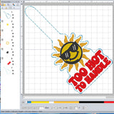 ITH Digital Embroidery Pattern for Too Hot To Handle Snap Tab / Keychain, 4X4 Hoop
