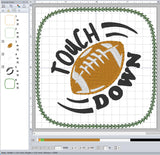 ITH Digital Embroidery Pattern for Touch Down Football Coaster, 4X4 Hoop