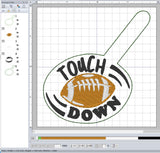 ITH Digital Embroidery Pattern for Touch Down Football Snap Tab / Keychain, 4X4 Hoop