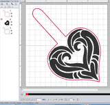 ITH Digital Embroidery Pattern for Tribal Heart 2 Snap Tab / Keychain, 4X4 Hoop