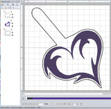 ITH Digital Embroidery Pattern for Tribal Heart 4 Snap Tab / Keychain, 4X4 Hoop