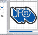 ITH Digital Embroidery Pattern for UFO Band Patch 3 7/8" X 2 1/2", 4X4 Hoop