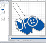 ITH Digital Embroidery Pattern for UFO Band Snap Tab / Keychain, 4X4 Hoop