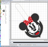 ITH Digital Embroidery Pattern for Vampire Minnie Snap Tab / Keychain, 4X4 & 5X7 Hoop