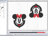 ITH Digital Embroidery Pattern for Vampire Minnie Snap Tab / Keychain, 4X4 & 5X7 Hoop