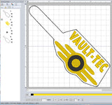 ITH Digital Embroidery Pattern for Vault-Tec Snap Tab / Key Chain, 4X4 Hoop