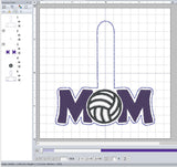 ITH Digital Embroidery Pattern for Volleyball Mom Snap Tab / Key Chain, 4X4 Hoop