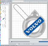ITH Digital Embroidery Pattern for Volvo Old Snap Tab / Keychain. 4X4 Hoop
