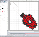 Voo Doo Bottle Digital Embroidery Pattern Snap Tab / Keychain, 4X4 Hoop
