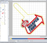 ITH Digital Embroidery Pattern for Warped Tour Snap Tab / Keychain, 4X4 Hoop