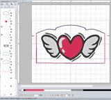 ITH Digital Embroidery Pattern for Winged Heart Note / Photo Holder, 4X4 Hoop