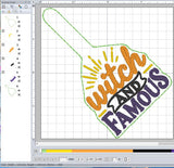 Witch and Famous ITH Digital Embroidery Pattern, Snap Tab / Keychain, 4X4 Hoop