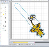 ITH Digital Embroidery Pattern for Yellow Pikmin Snap Tab / Keychain 4X4 Hoop