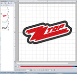 ITH Digital Embroidery Pattern For ZZ Top Patch, 4X4 Hoop