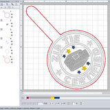 ITH Digital Embroidery Pattern for Zip Tie Certified Snap Tab / Keychain, 4X4 Hoop