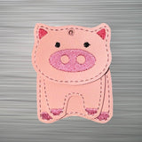 ITH Digital Embroidery Pattern for 3 Part Pig Key Chain, 4X4 or 5X7 Hoop