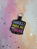 ITH Digital Embroidery Pattern for Snacks Make Me Nicer Snap Tab / Keychain, 4X4 Hoop