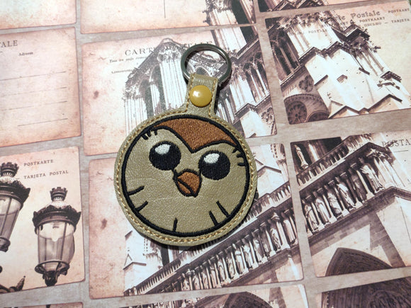 ITH Digital Embroidery Pattern for Hooty Owl House Round Snap Tab / Keychain, 4X4 Hoop