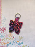 ITH Digital Embroidery Pattern for Love Butterfly Love Snap Tab / Keychain, 4X4 Hoop