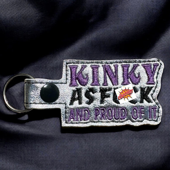 ITH Digital Embroidery Pattern for Kinky AF & Proud Snap Tab / Keychain, 4X4 Hoop