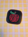 ITH Digital Embroidery Pattern for Swirl Apple 4 Coaster, 4X4 Hoop