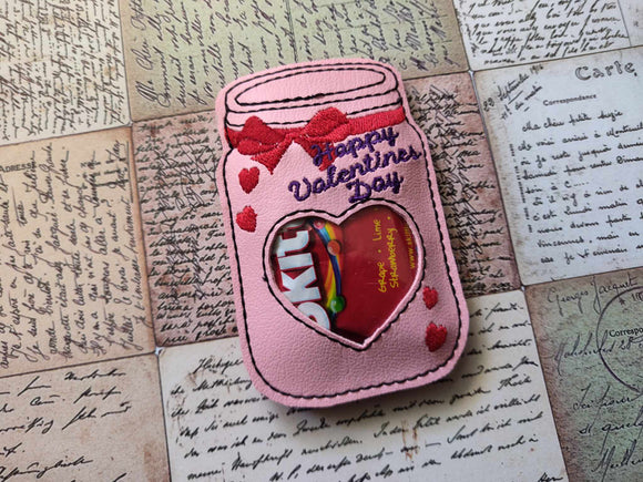 ITH Digital Embroidery Pattern for Mason Jar Valentine Treat Holder, 4X4 Hoop