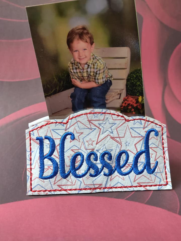 ITH Digital Embroidery Pattern for Note - Photo Holder Blessed, 4X4 & 5X7 Hoop.