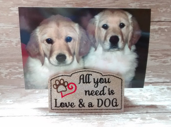 ITH Digital Embroidery Pattern for Note - Photo Holder Love & a Dog, 4X4 or 5X7 Hoop