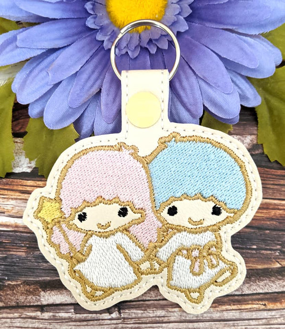 ITH Digital Embroidery Pattern for Little Star Twins Snap Tab / Key Chain, 4X4 Hoop