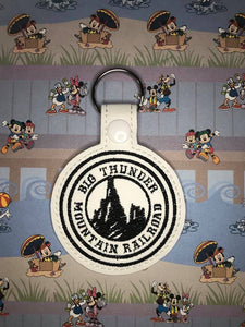 ITH Digital Embroidery Pattern for Big Thunder Mnt RR Snap Tab / Key Chain, 4X4 Hoop