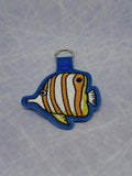 ITH Digital Embroidery Pattern for Tropical Fish III Snap Tab / Key Chain, 4X4 Hoop