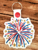 ITH Digital Embroidery Pattern for Fire Works Bloom Snap Tab / Key Chain, 4X4 Hoop