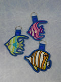 ITH Digital Embroidery Pattern for Tropical Fish I Snap Tab / Key Chain, 4X4 Hoop